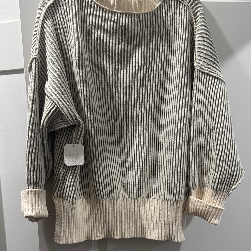 ALTRD STATE NWT Cream and Green Women's Sweater